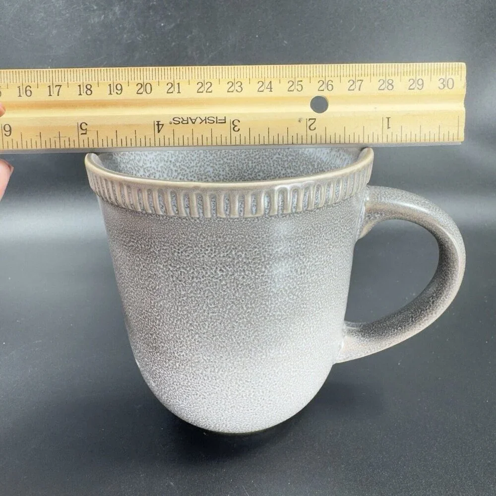 Pier 1 Easton Charcoal Gray Stoneware Coffee‎ Mug Cup Set 2 Mugs Cups Ceramic
